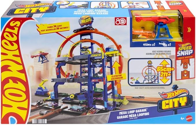 Hot Wheels Toy Car Track Set with Die-Cast Car & Helicopter Hot Wheels Toy Car Track Set with Die-Cast Car & Helicopter