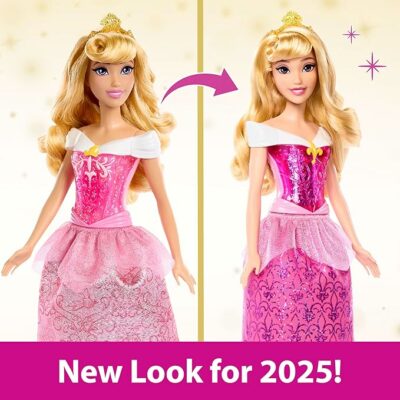 Mattel Disney Princess Aurora Doll in Sparkling Fashion with Removable Skirt
