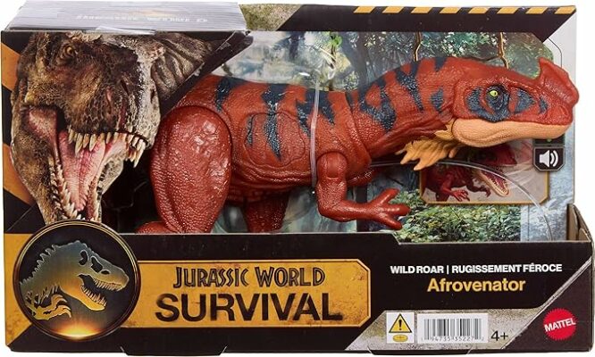 Mattel Jurassic World Wild Roar Afrovenator Dinosaur Action Figure Toy