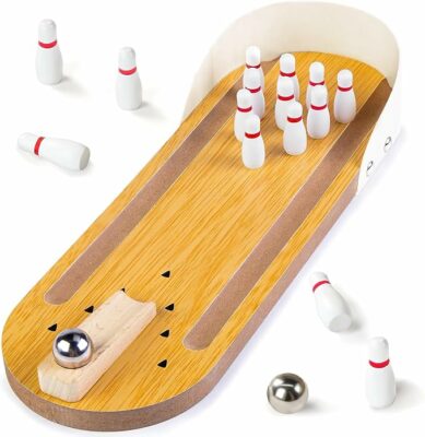 Mini Bowling Game Set for Kids Indoor Wooden Tabletop Games