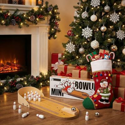 Mini Bowling Game Set for Kids Indoor Wooden Tabletop Games