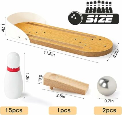 Mini Bowling Game Set for Kids Indoor Wooden Tabletop Games