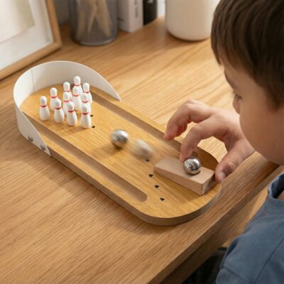 Mini Bowling Game Set for Kids Indoor Wooden Tabletop Games