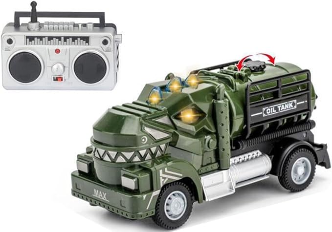 Multi Dinosaur Oil Tanker Military Truck Toy Remote Control for Boys