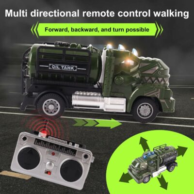 Multi Dinosaur Oil Tanker Military Truck Toy Remote Control for Boys