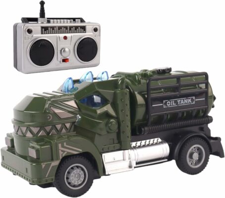 Multi Dinosaur Oil Tanker Military Truck Toy Remote Control for Boys