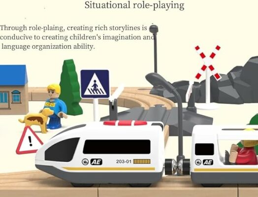 Remote Control Train Set for Kids Battery Operated Locomotive with Carriage