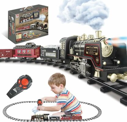 Remote Control Train Set for Kids Electric Steam Toy Train with Smoke