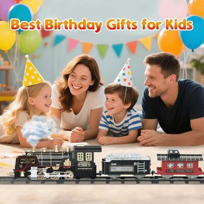 Remote Control Train Set for Kids Electric Steam Toy Train with Smoke