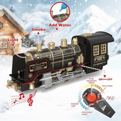 Remote Control Train Set for Kids Electric Steam Toy Train with Smoke