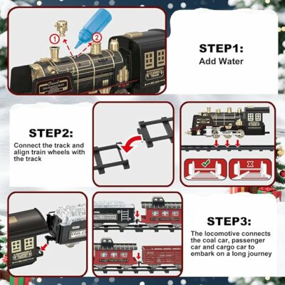 Remote Control Train Set for Kids Electric Steam Toy Train with Smoke
