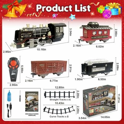 Remote Control Train Set for Kids Electric Steam Toy Train with Smoke