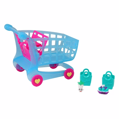 Shopkins Shoppin Cart Playset Bright Blue with Pink Accents