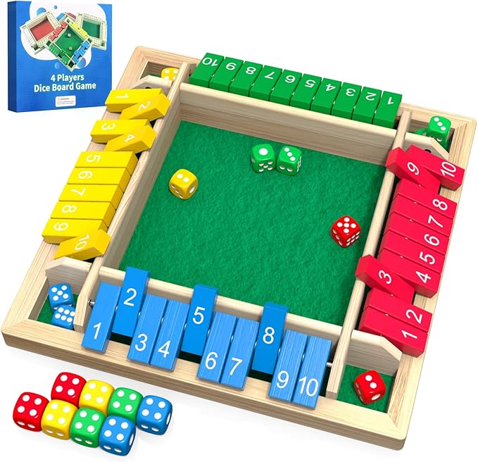 Shut the Box Game Wooden Board Tabletop Dice Game for Kids