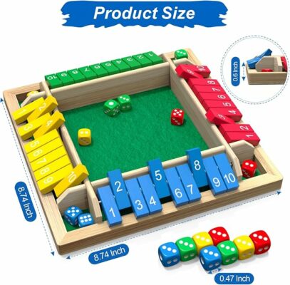 Shut the Box Game Wooden Board Tabletop Dice Game for Kids