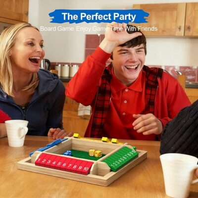 Shut the Box Game Wooden Board Tabletop Dice Game for Kids