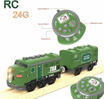 Train Toy Remote Control Locomotive Motorized Train Set for Wooden Track