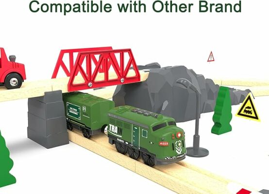 Train Toy Remote Control Locomotive Motorized Train Set for Wooden Track