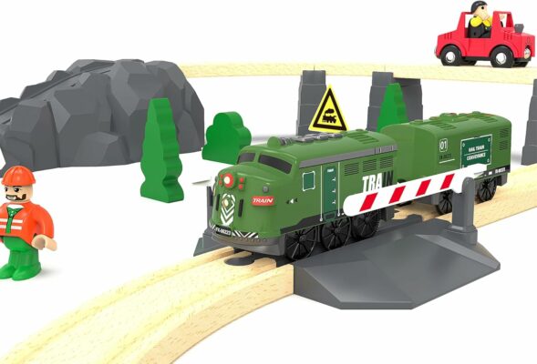 Train Toy Remote Control Locomotive Motorized Train Set for Wooden Track