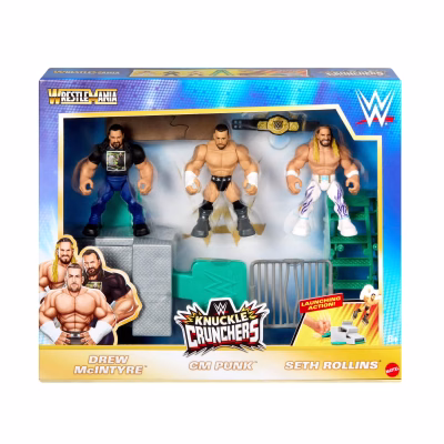 WWE Knuckle Crunchers WrestleMania Set with 3 Action Figures