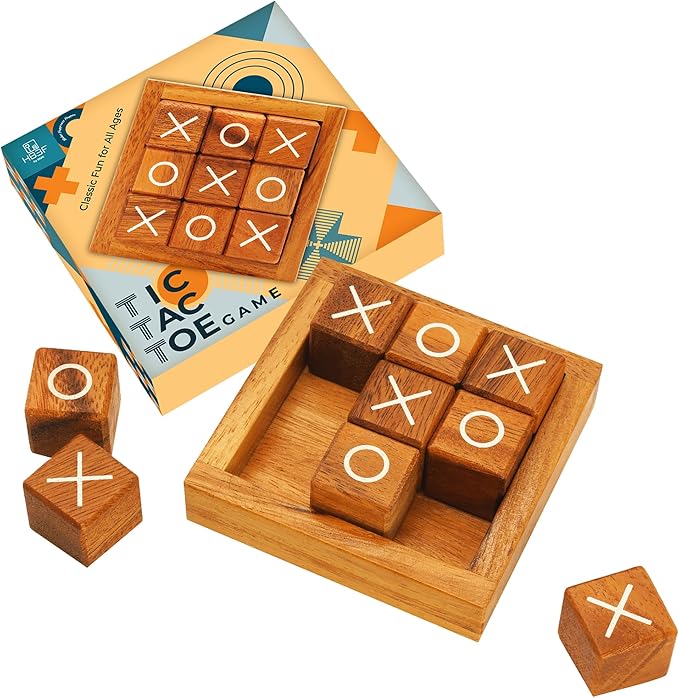 Wooden Tic Tac Toe Coffee Table Decor Game