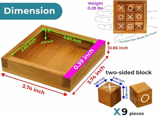 Wooden Tic Tac Toe Coffee Table Decor Game