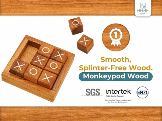 Wooden Tic Tac Toe Coffee Table Decor Game
