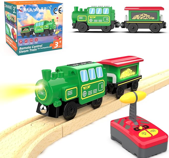 Wooden Train Battery Operated Locomotive Remote Control Train