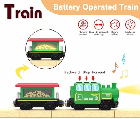 Wooden Train Battery Operated Locomotive Remote Control Train