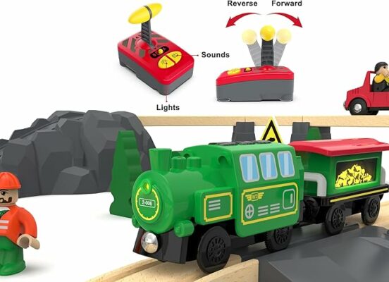 Wooden Train Battery Operated Locomotive Remote Control Train