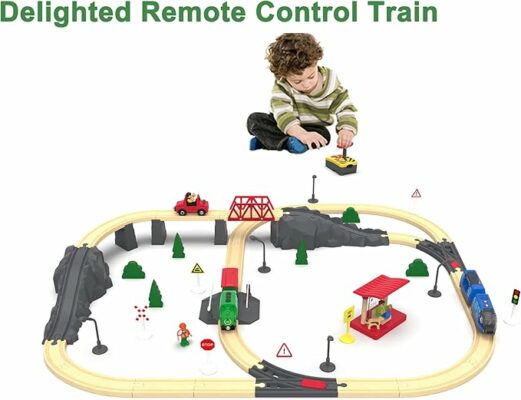 Wooden Train Battery Operated Locomotive Remote Control Train