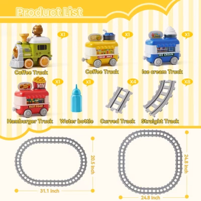Electric Train Car Track Play Set with Steam Light & Music for Kids
