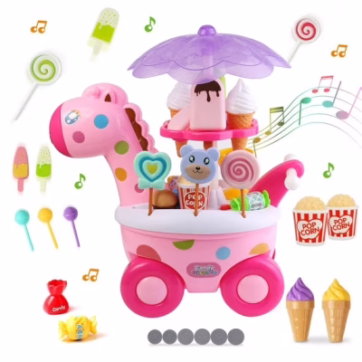 Blue Block Factory Kids Candy Store Food Toy Shopping Cart