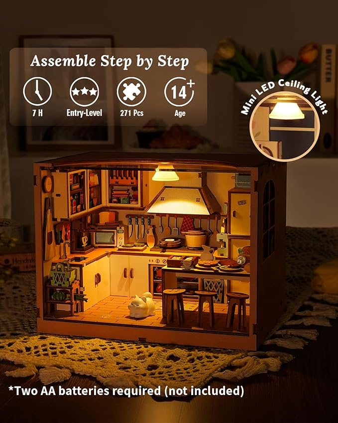 Dollhouse Miniature House Kit 120 Scale Kictchen with LED Light Dollhouse Miniature House Kit 120 Scale Kictchen with LED Light