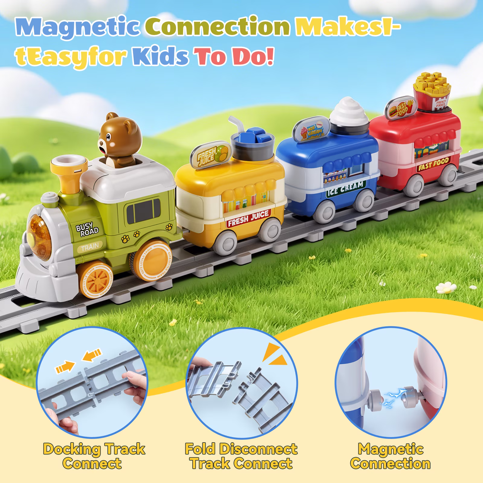 Electric Train Car Track Play Set with Steam Light & Music for Kids Electric Train Car Track Play Set with Steam Light & Music for Kids