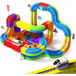 Electric Train Set for Kids 110Pcs Build 3D DIY Track Building Kit