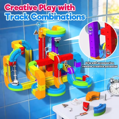 Electric Train Set for Kids 110Pcs Build 3D DIY Track Building Kit