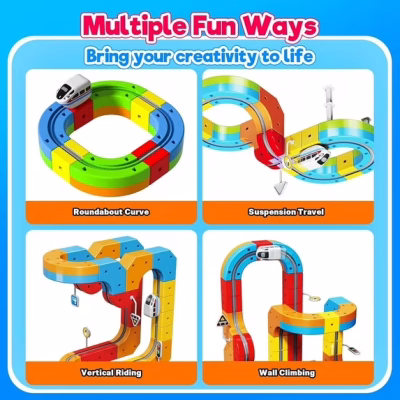 Electric Train Set for Kids 110Pcs Build 3D DIY Track Building Kit