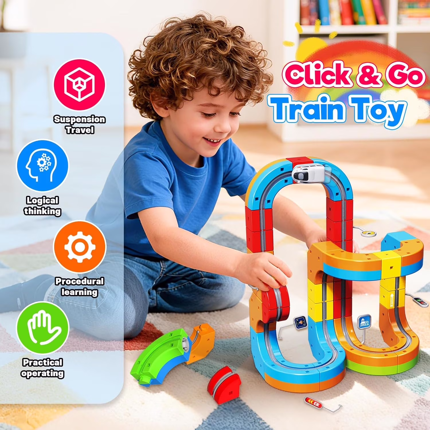 Electric Train Set for Kids 110Pcs Build 3D DIY Track Building Kit Electric Train Set for Kids 110Pcs Build 3D DIY Track Building Kit