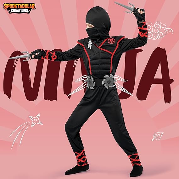 Halloween Ninja Costume Outfit Set for Boys Halloween Ninja Costume Outfit Set for Boys