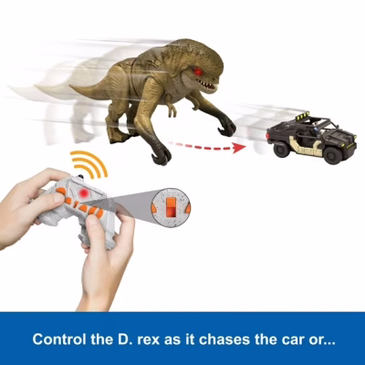 Jurassic World Rebirth Track N Chomp Distortus Rex & Vehicle Remote Control
