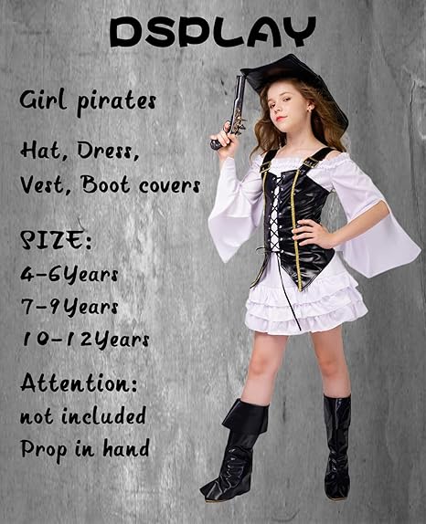 Kid's Girl Pirate Halloween Cosplay Costume 2 Kid's Girl Pirate Halloween Cosplay Costume