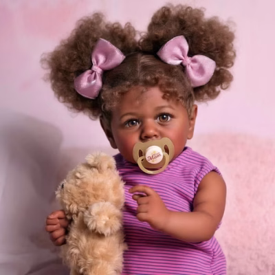 Lifelike Reborn Black Baby Girl 20 Inch Soft Cloth Body Baby Doll