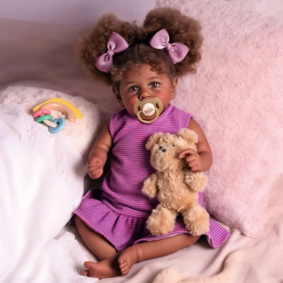 Lifelike Reborn Black Baby Girl 20 Inch Soft Cloth Body Baby Doll