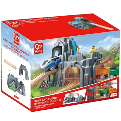 Light & Sound Mountain Tunnel Set Rock Mountain Formation & Train Track
