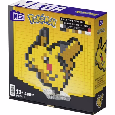 MEGA BLOKS Pokemon Pikachu Pixel Art 400 Piece Building Toy Set