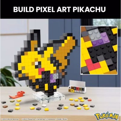 MEGA BLOKS Pokemon Pikachu Pixel Art 400 Piece Building Toy Set