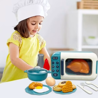 Microwave Toys Kitchen Play Set with Food Accessories