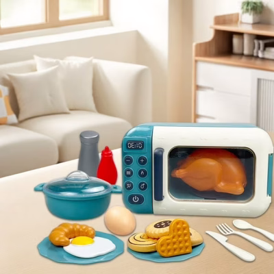 Microwave Toys Kitchen Play Set with Food Accessories