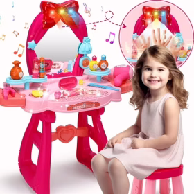 Pretend Princess Girls Vanity Table Set with Mirror
